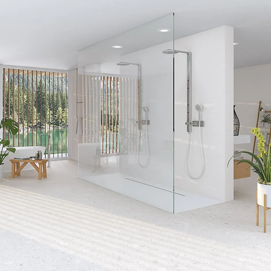 Carrelage sol / mur effet terrazzo blanc brillant 80x80 cm MISCELA NACAR POLISHED(vendu par boite de 1.26m2)-Eiffel art construction Sale