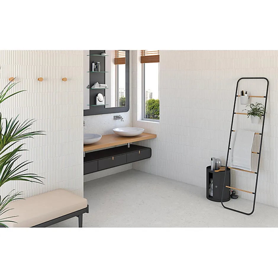 Carrelage sol / mur effet terrazzo blanc brillant 80x80 cm MISCELA NACAR POLISHED(vendu par boite de 1.26m2)-Eiffel art construction Sale