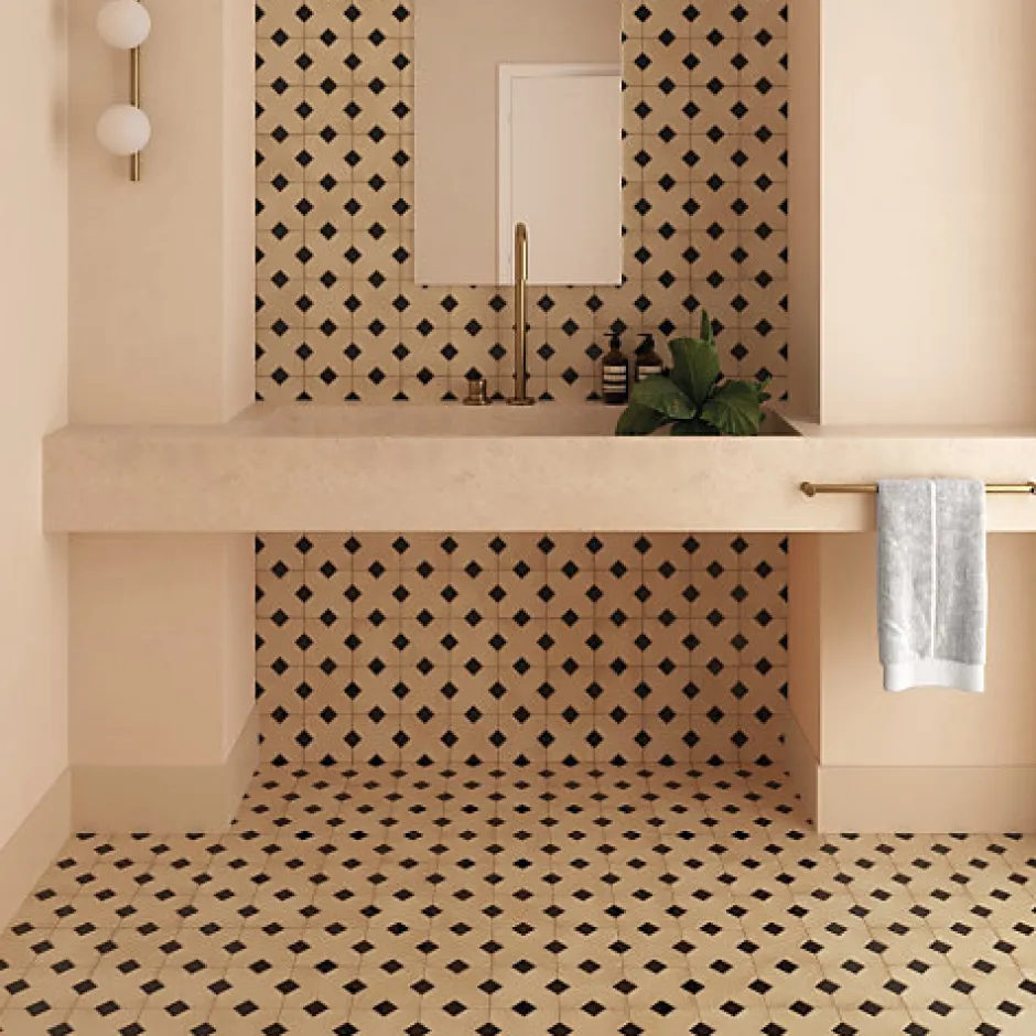 Carrelage sol / mur effet terrazzo blanc brillant 80x80 cm MISCELA NACAR POLISHED(vendu par boite de 1.26m2)-Eiffel art construction Sale