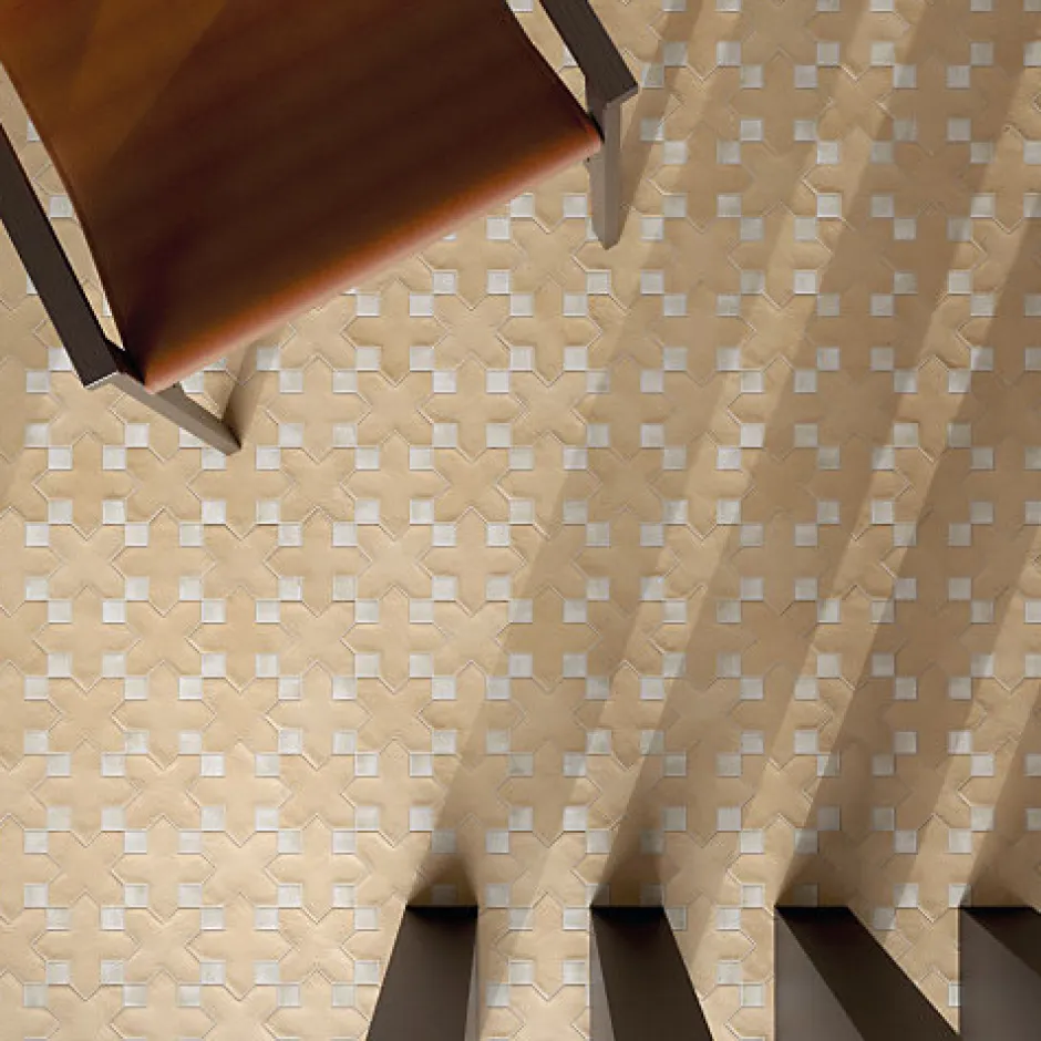 Carrelage sol / mur effet terrazzo blanc brillant 80x80 cm MISCELA NACAR POLISHED(vendu par boite de 1.26m2)-Eiffel art construction Sale