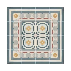 Aelle Carrelage Carrelage sol / mur effet ciment motif floral coloré 20x20 cm - CAPRICE SAINT TROPEZ BORDURE