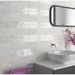 Carrelage sol / mur effet zellige bejmat marocain 5X15 cm blanc mate 5X15 cm COCO WHITE MATT-Aelle Carrelage Hot