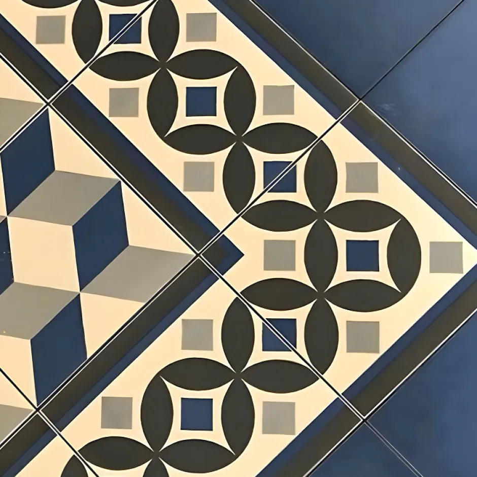 Carrelage sol / mur effet ciment motif cube 20x20 cm 1900 GÜELL 3 ANGLE-Aelle Carrelage Discount