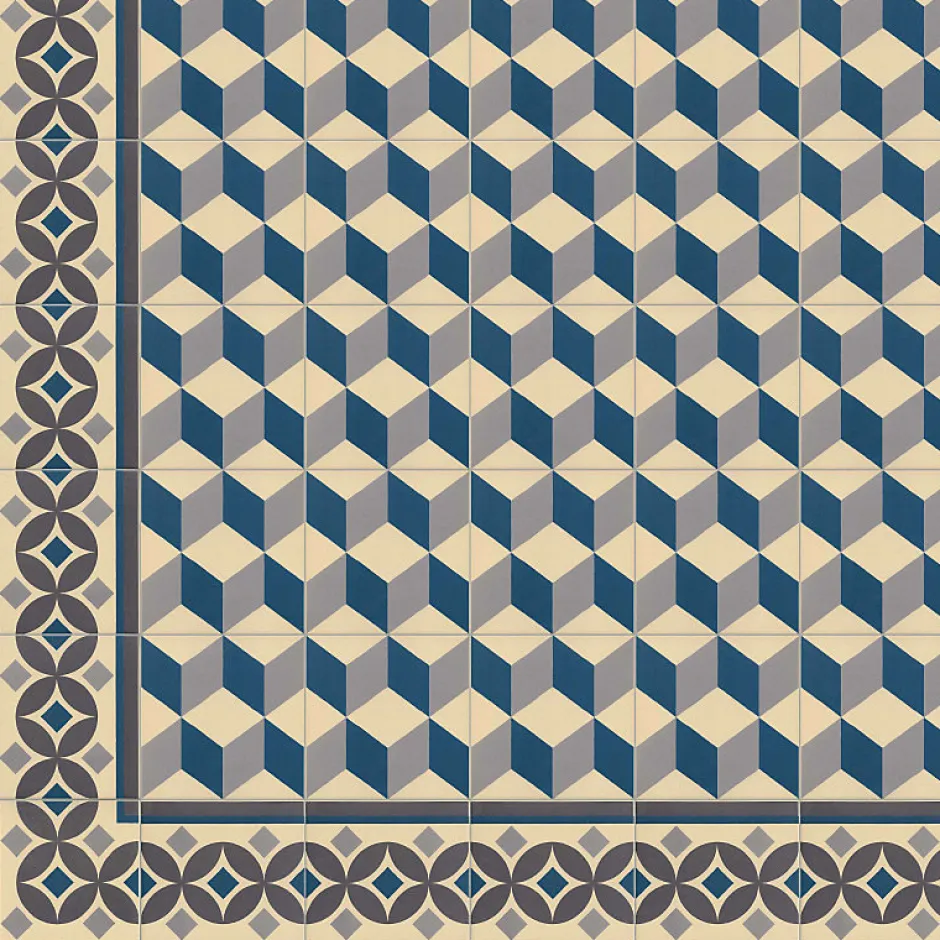 Carrelage sol / mur effet ciment motif cube 20x20 cm 1900 GÜELL 3 ANGLE-Aelle Carrelage Discount