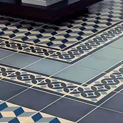 Carrelage sol / mur effet ciment motif cube 20x20 cm 1900 GÜELL 3 ANGLE-Aelle Carrelage Discount