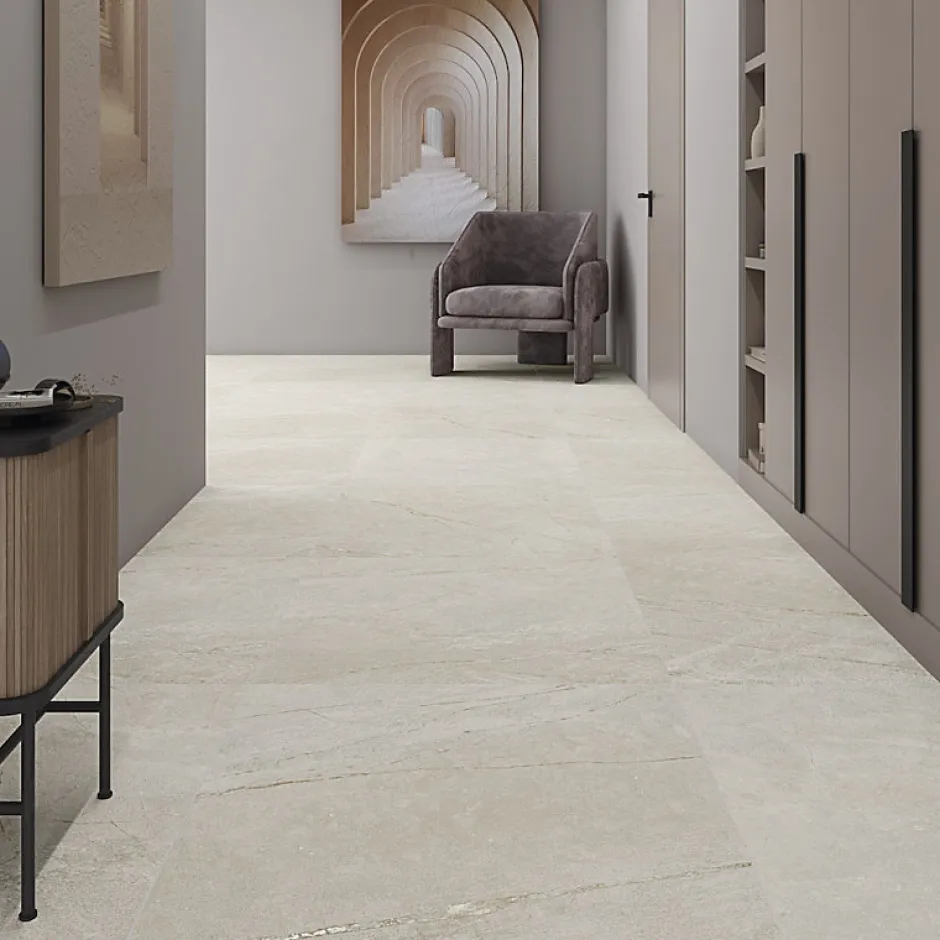 Aelle Carrelage Carrelage sol / mur effet pierre beige 120x120 cm BETILO R SAND