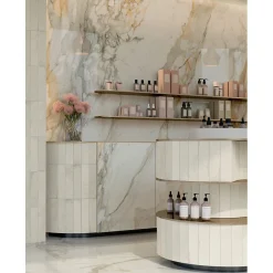 Carrelage sol / mur effet marbre beige, gris 120X120 cm - SCULTOREA calacatta vena antica J451-Aelle Carrelage Best