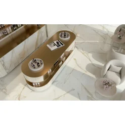 Carrelage sol / mur effet marbre beige, gris 120X120 cm - SCULTOREA calacatta vena antica J451-Aelle Carrelage Best