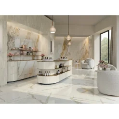 Carrelage sol / mur effet marbre beige, gris 120X120 cm - SCULTOREA calacatta vena antica J451-Aelle Carrelage Best