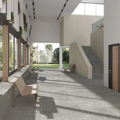 Carrelage sol / mur effet pierre gris 120x120 cm BETILO R GREY-Aelle Carrelage Online