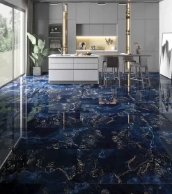 Carrelage sol / mur effet marbre bleu nuit FORTUNA l.60 x L.120 cm Brillant-Limcaro Best