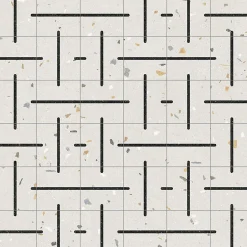 Eiffel art construction Carrelage sol / mur effet terrazzo 20x20 cm Croccante Cannoli Grafito(vendu par boite de 1m2)