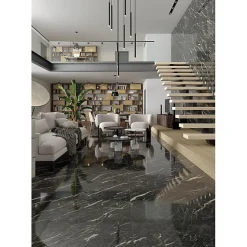 Carrelage sol / mur effet marbre gris anthracite mate 60x120 cm MARBLELOUS Wailea R-Aelle Carrelage Online