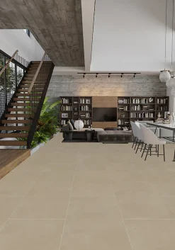 Carrelage sol / mur effet béton beige LUNA SAND l.60 x L.120 cm Mat-Limcaro Discount