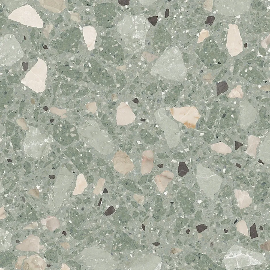 Carrelage sol / mur effet terrazzo brillant 80x80 cm MONACO R VERDE PULIDO-Aelle Carrelage Outlet