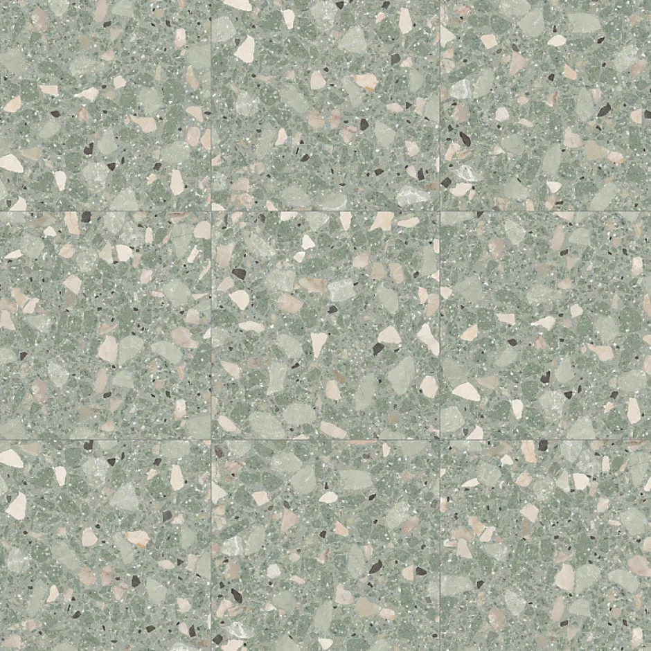 Carrelage sol / mur effet terrazzo brillant 80x80 cm MONACO R VERDE PULIDO-Aelle Carrelage Outlet