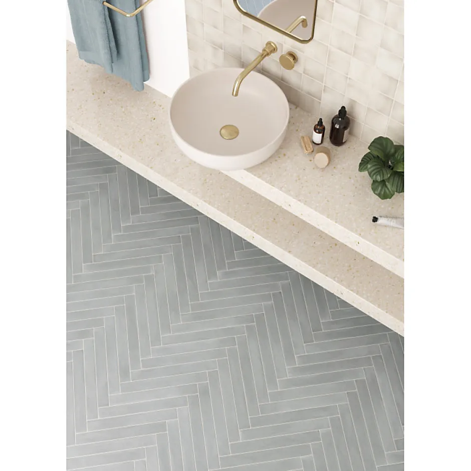 Carrelage sol / mur effet terre cuite coloré bleu 5x40 cm - CORSICA BLUE EARTH-Aelle Carrelage Online