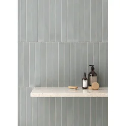 Carrelage sol / mur effet terre cuite coloré bleu 5x40 cm - CORSICA BLUE EARTH-Aelle Carrelage Online