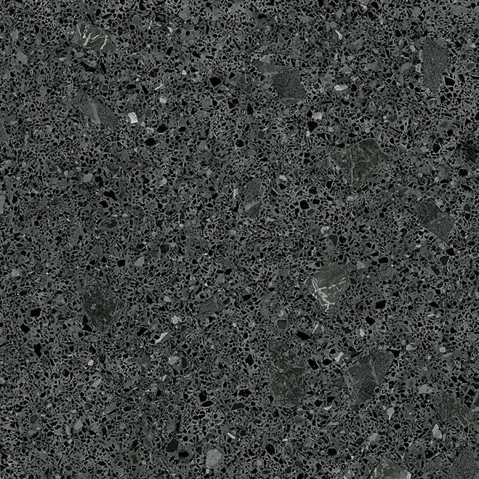 Eiffel art construction Carrelage sol / mur effet terrazzo noir brillant 80x80 cm MISCELA GRAFITO POLISHED(vendu par boite de 1.26m2)