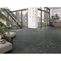 Eiffel art construction Carrelage sol / mur effet terrazzo noir brillant 80x80 cm MISCELA GRAFITO POLISHED(vendu par boite de 1.26m2)