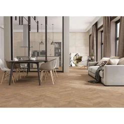 Carrelage sol / mur effet bois design chevron 60x120 cm ARTWOOD CHEVRON NATURAL(vendu par boite de 1.44m2)-Eiffel art construction Hot