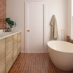 carrelage sol / mur effet zellige bejmat terracotta terre cuite 6x24,6 cm mate ARGILE COTTO nuancé.-Aelle Carrelage Online