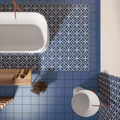 Aelle Carrelage Carrelage sol / mur effet ciment à motif 20x20 cm RIVOLI - BERGEN AZUL