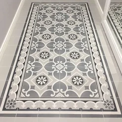 Carrelage sol / mur effet ciment motif floral gris 20x20 cm - CAPRICE CHATELET-Aelle Carrelage Sale