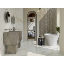 Carrelage sol / mur effet marbre beige 60x120 cm - SCULTOREA calacatta oro fino J400-Aelle Carrelage Outlet