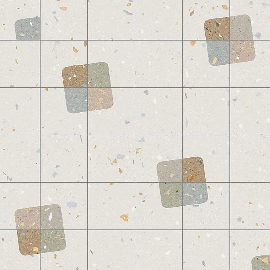 Eiffel art construction Carrelage sol / mur effet terrazzo 20x20 cm Croccante Barchetto Multicolor - Patchwork (vendu par boite de 1m2)