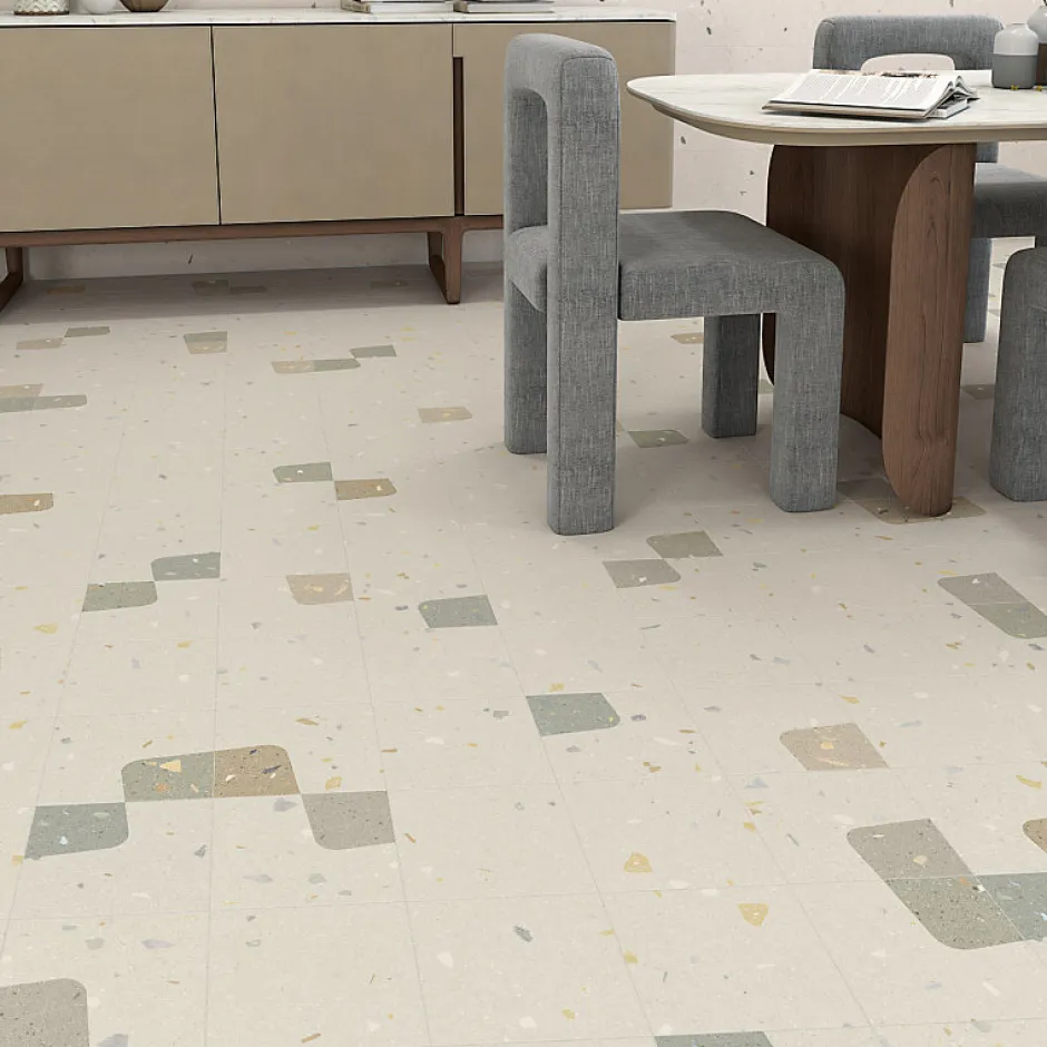 Eiffel art construction Carrelage sol / mur effet terrazzo 20x20 cm Croccante Barchetto Multicolor - Patchwork (vendu par boite de 1m2)