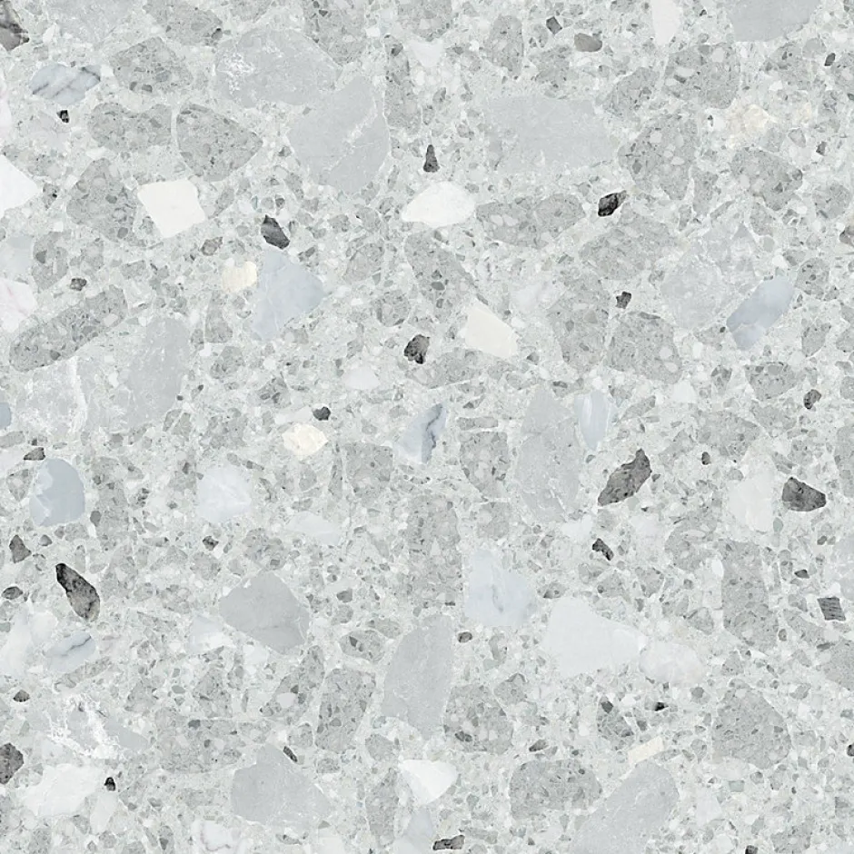 Carrelage sol / mur effet terrazzo brillant 80x80 cm MONACO R GRIS PULIDO-Aelle Carrelage New