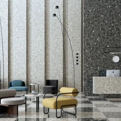 Carrelage sol / mur effet terrazzo brillant 80x80 cm MONACO R GRIS PULIDO-Aelle Carrelage New