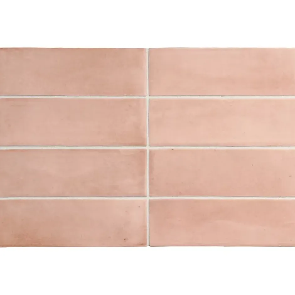Carrelage sol / mur effet zellige bejmat marocain 5X15 cm rose mate 5X15 cm COCO ORHARD PINK MATT-Aelle Carrelage