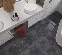 Limcaro Carrelage sol / mur effet marbre gris PULPIS NERO l.60 x L.120 cm Brillant