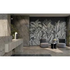 Aelle Carrelage Carrelage sol / mur effet marbre brun, gris 120X120 cm - SCULTOREA River grey J454