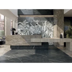 Aelle Carrelage Carrelage sol / mur effet marbre brun, gris 120X120 cm - SCULTOREA River grey J454