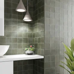 Aelle Carrelage carrelage sol / mur effet zellige bejmat vert 10x10 cm mate ARGILE KAKHI