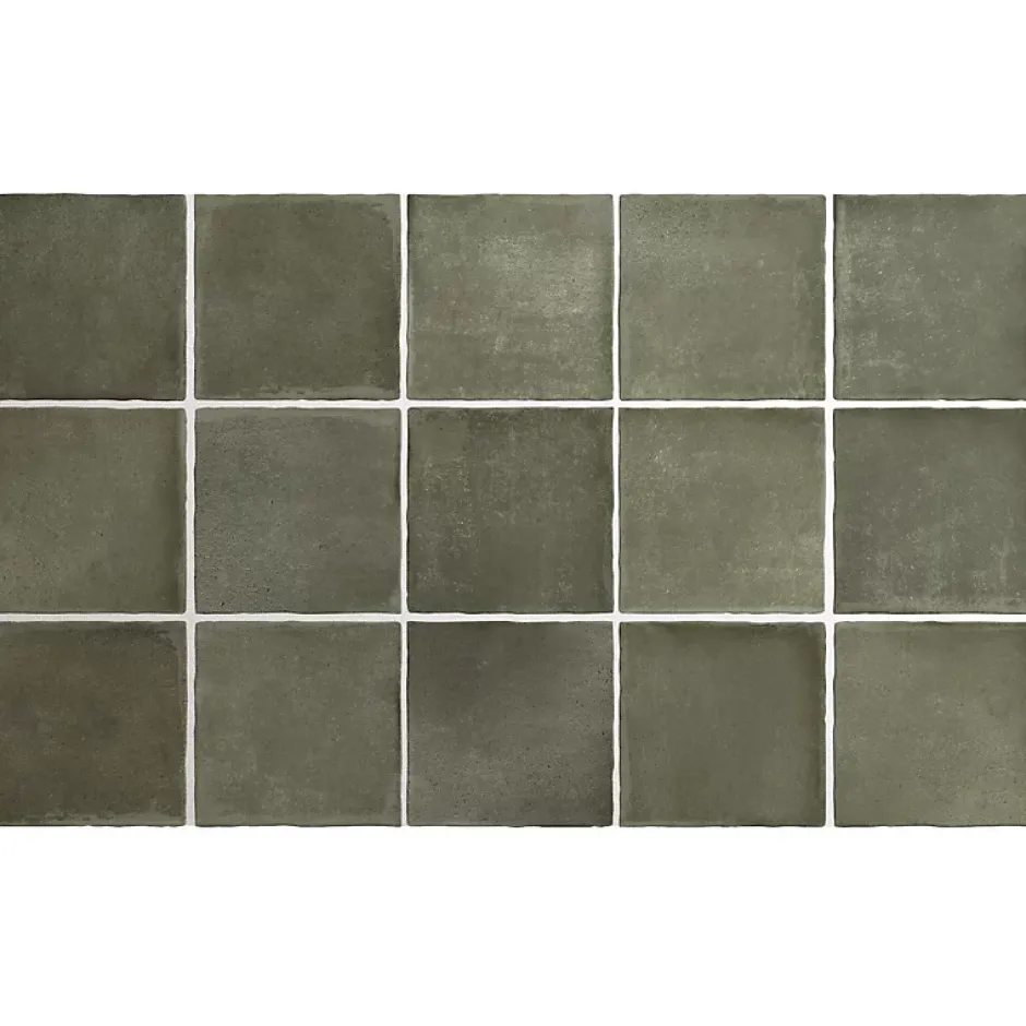 Aelle Carrelage carrelage sol / mur effet zellige bejmat vert 10x10 cm mate ARGILE KAKHI