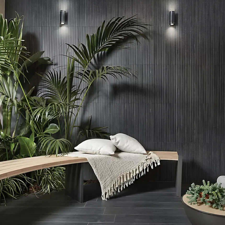 Carrelage sol / mur effet bois bambou à relief 60x120 cm ARTWOOD RIBBON BLACK-Aelle Carrelage Discount