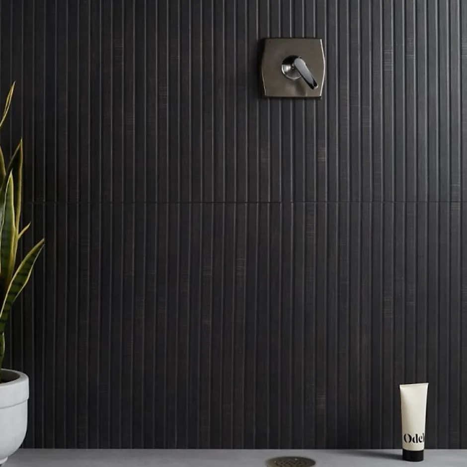 Carrelage sol / mur effet bois bambou à relief 60x120 cm ARTWOOD RIBBON BLACK-Aelle Carrelage Discount