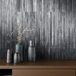 Carrelage sol / mur effet bois bambou à relief 60x120 cm ARTWOOD RIBBON BLACK-Aelle Carrelage Discount