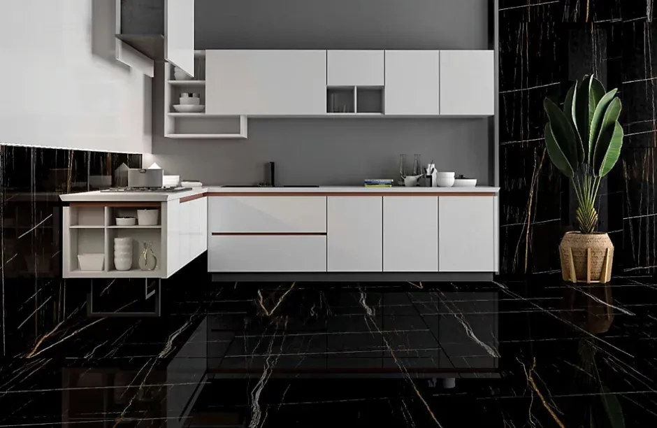 Carrelage sol / mur effet marbre noir ELEGANCE BLACK l.60 x L.120 cm Brilliant-Limcaro Best