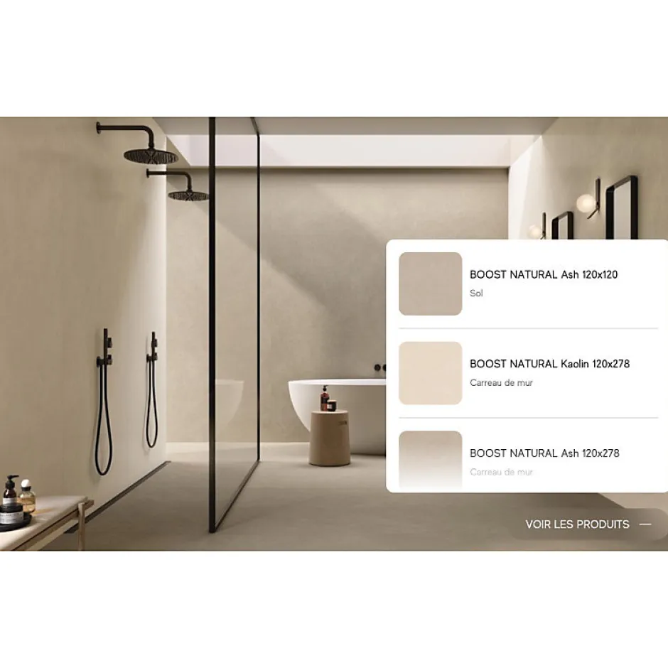 Aelle Carrelage Carrelage sol / mur effet béton ciré naturel 120x120 cm Boost natural Kaolin