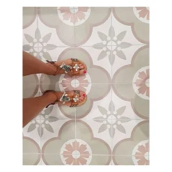 Carrelage sol / mur effet ciment 20x20 cm CAPRICE DECO FLOWER PASTEL(vendu par boite de 1m2)-Eiffel art construction Discount