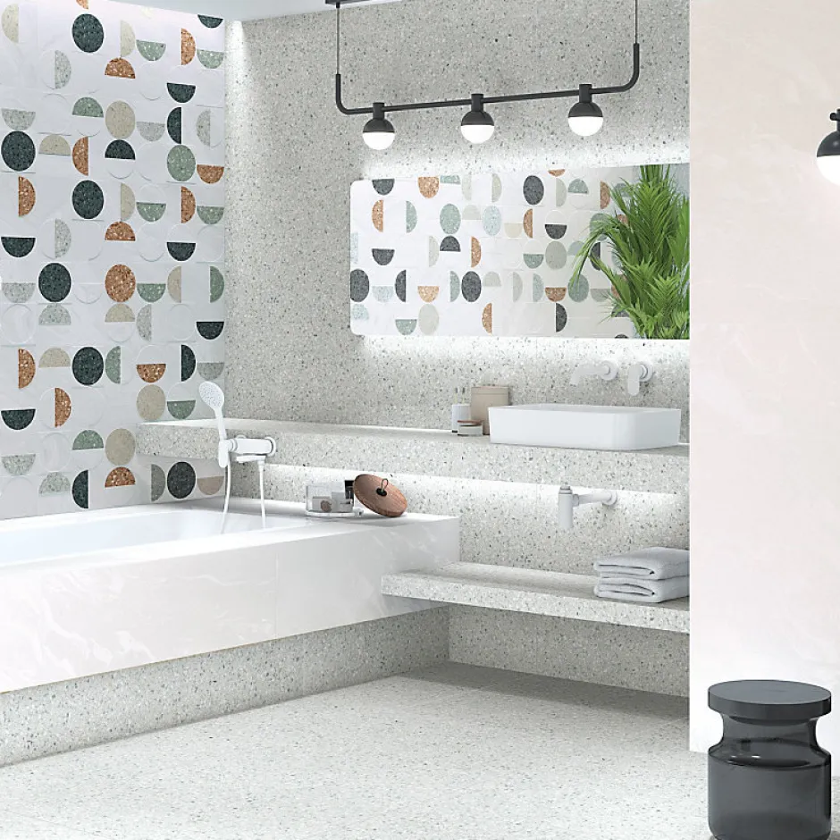 Aelle Carrelage Carrelage sol / mur effet terrazzo 80x80 cm NIZA-R gris