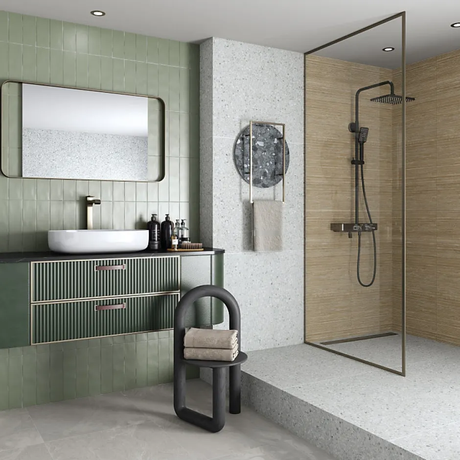 Aelle Carrelage Carrelage sol / mur effet terrazzo 80x80 cm NIZA-R gris