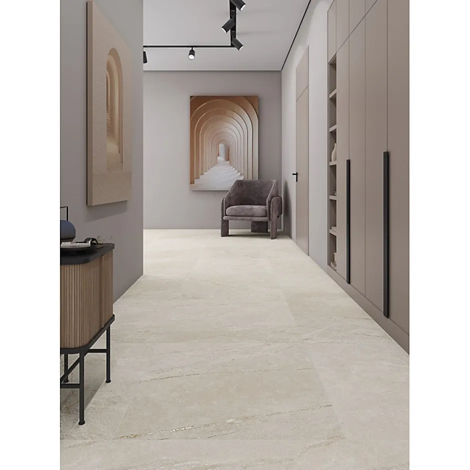 Aelle Carrelage Carrelage sol / mur effet pierre beige 80x80 cm BETILO R SAND