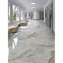 Carrelage sol / mur effet marbre bleu brillant 80x80 cm BIJOUX DOINYO-Eiffel art construction New