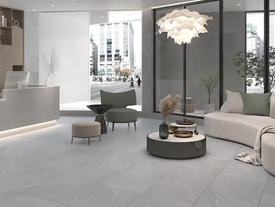 Limcaro Carrelage sol / mur effet marbre gris LAGOM GREY l.60 x L.120 cm Mat